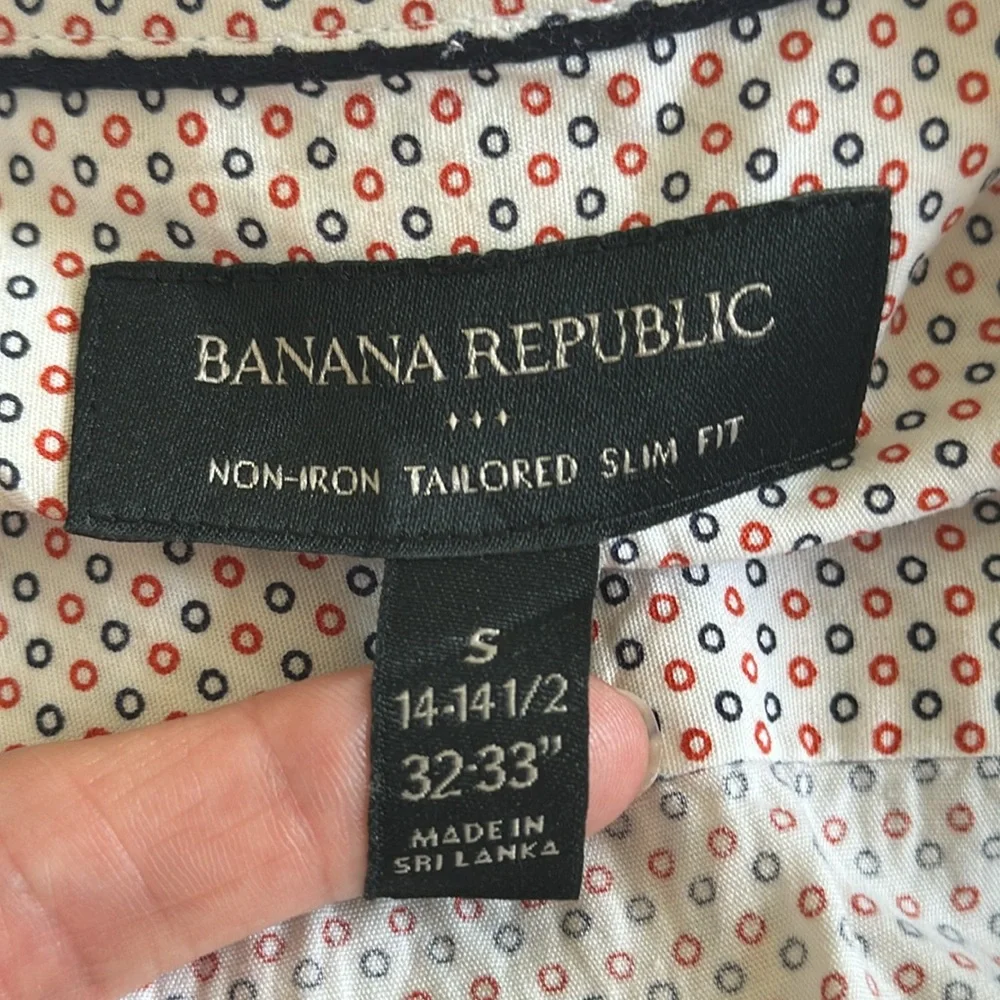 Banana Republic blue orange non-iron tailored slim fit dress shirt 14-14.5